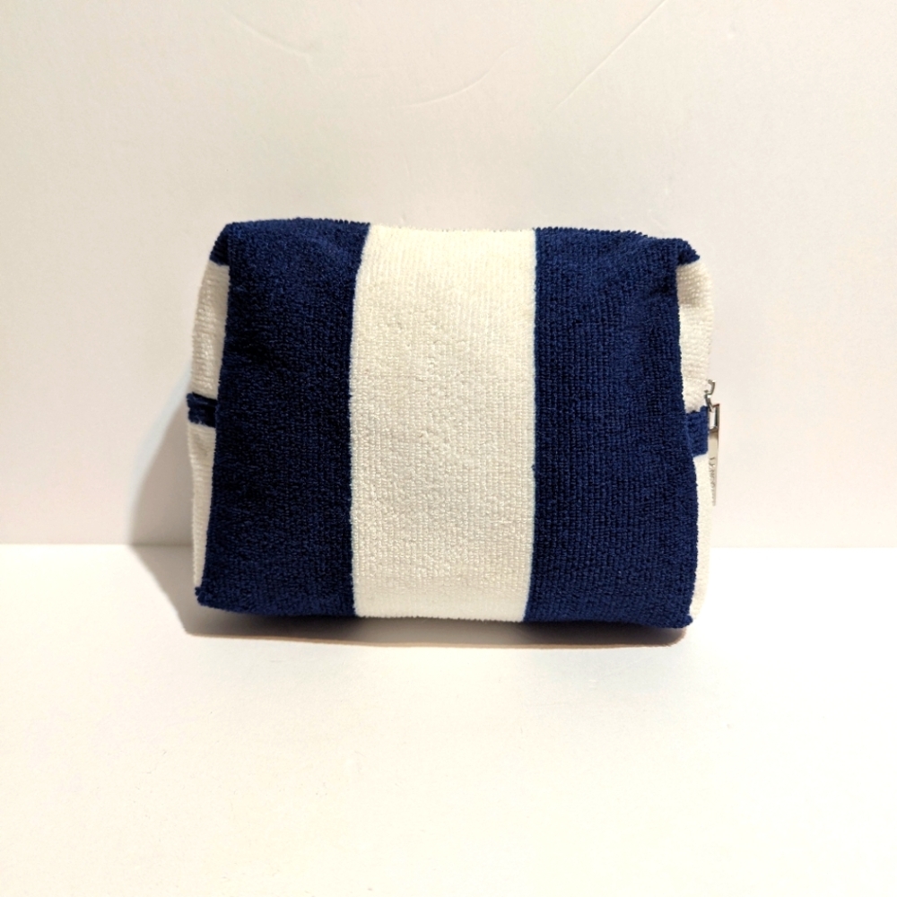 Lancôme Navy and White Striped Make-up Travel Terry Cloth Pouch - Picture 3 of 8